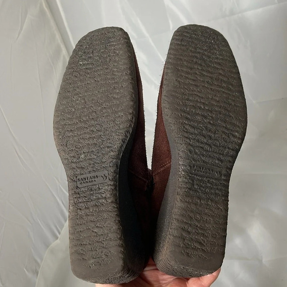 SANTANA Kylie Brown Square Toe Suede Wedge Boots Faux Fur Lined Y2K Neutral 6.5 - Picture 9 of 13